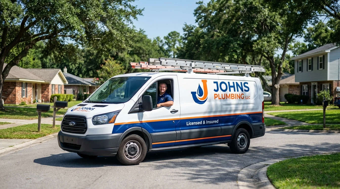 Johns Plumbing LLC service van in Tappahannock, VA