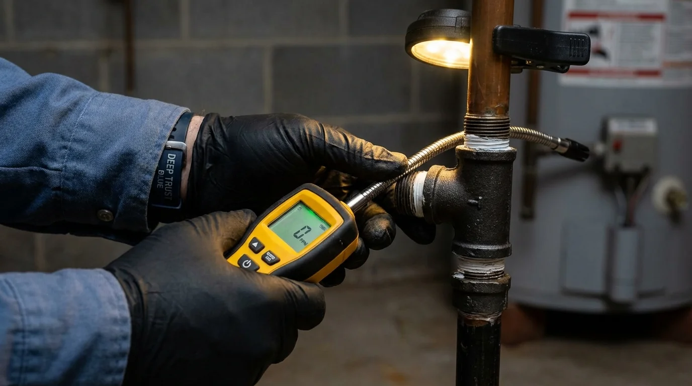 Gas leak detection with electronic sniffer by Johns Plumbing LLC in Tappahannock